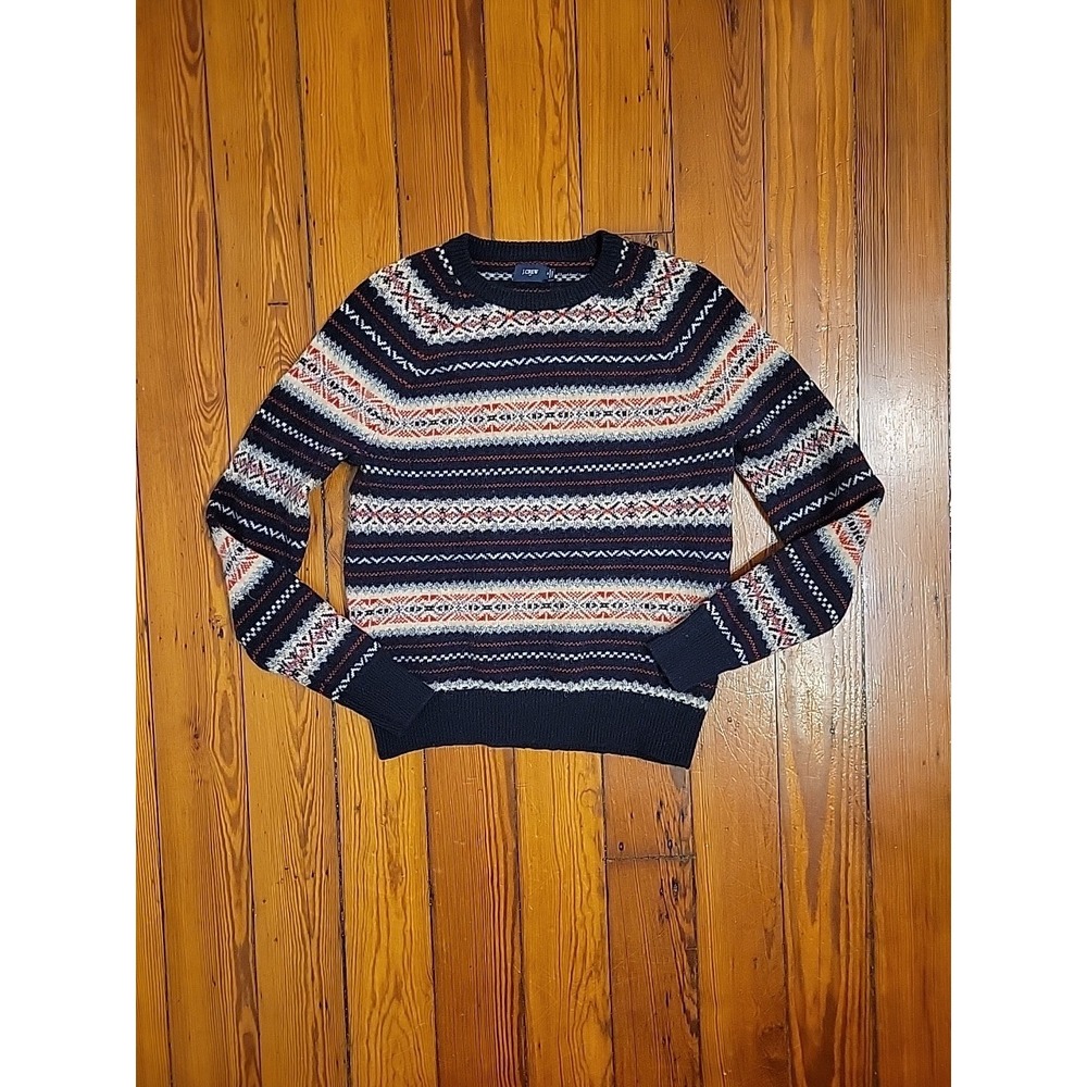 J Crew Fair Isle 100% Lambswool Sweater Mens M Luxury Nordic Preppy Cozy Warm